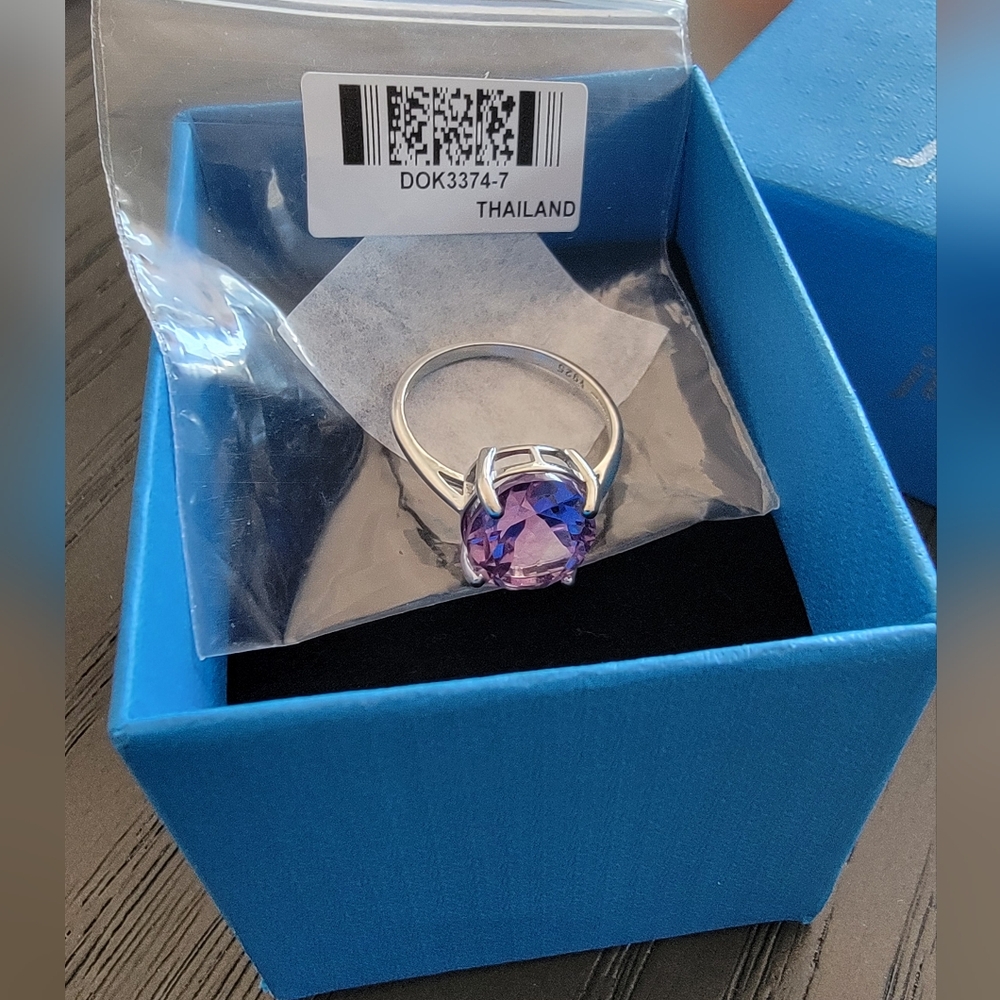 JTV Solitare Amethyst, Sterling Silver, Ring